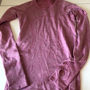 EUC lululemon sparkle pink swiftly tech top
